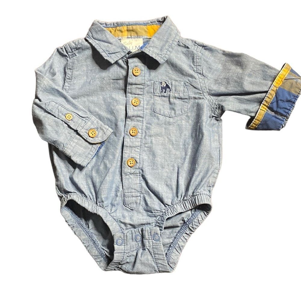 BABY B.U.M. Collared Work Shirt One Piece Snap Crotch